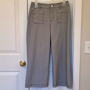 Karl Lagerfeld Flat Front Wide Leg Railroad Stripe Cropped Pants